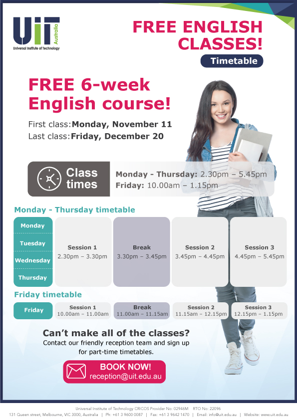 UIT Free English Classes Timetable
